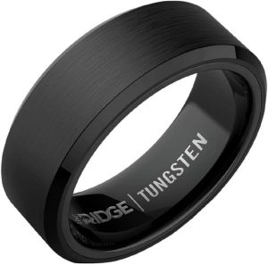 The Ridge Royal Black Beveled Ring Comfort Fit Wedding Band - 7 | Amazon.com