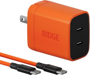 Ridge 45W Charger for Power Bank. Dual USB-C Ports. Laptop-Grade Power with Complete Cable Kit Included