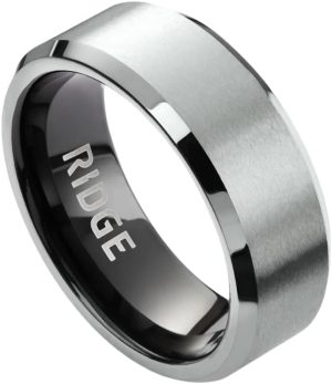 Ridge Beveled Ring Set 8mm - Platinum - 7 | Amazon.com
