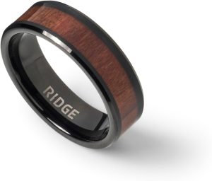 Ridge 8mm Beveled Ring Set - Mopane Wood - 7 | Amazon.com