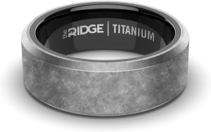 The Ridge Stonewashed Titanium Beveled Ring Comfort Fit Wedding Band - 7 | Amazon.com