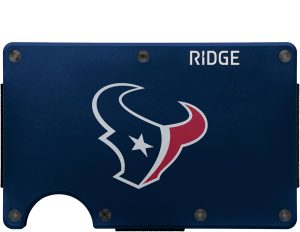 The Ridge NFL Wallet - Houston Texans - Slim Wallet. Card Holder. Carry up to 12 Cards RFID Safe. Blocks Chip Readers. Minimalist Wallet With Cash Strap & Extra Money Clip