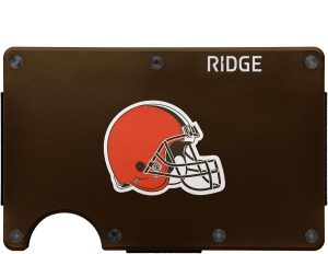 The Ridge NFL Wallet- Cleveland Browns - Slim Wallet. Card Holder. Carry up to 12 Cards RFID Safe. Blocks Chip Readers. Minimalist Wallet With Cash Strap & Extra Money Clip