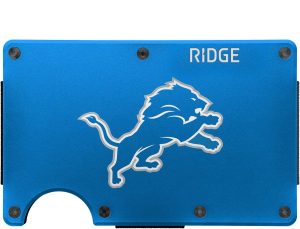 The Ridge NFL Wallet - Detroit Lions - Slim Wallet. Card Holder. Carry up to 12 Cards RFID Safe. Blocks Chip Readers. Minimalist Wallet With Cash Strap & Extra Money Clip